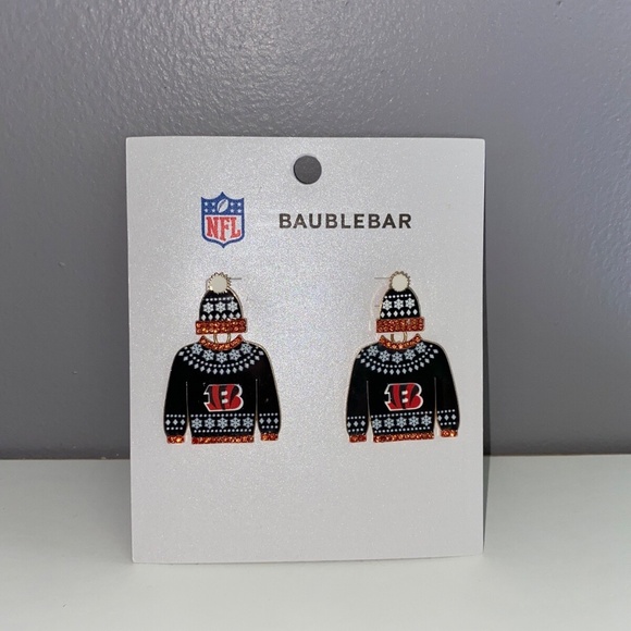 BAUBLEBAR Cincinnati Bengals Christmas Sweater Hat Pierced Earrings - Picture 2 of 7